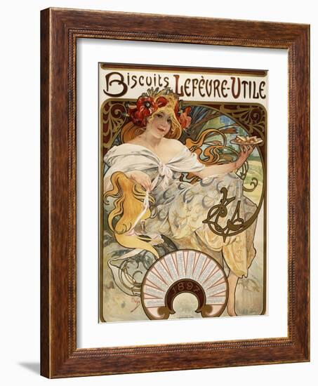 Biscuits Lefevre-Utile', Designed as a Calendar for 1897, 1896 (Lithograph in Colours)-Alphonse Mucha-Framed Giclee Print