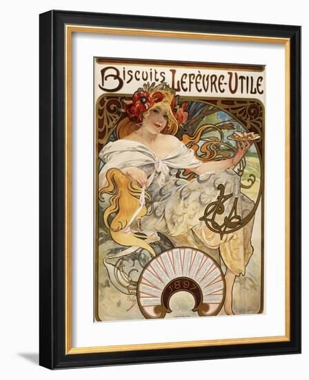 Biscuits Lefevre-Utile', Designed as a Calendar for 1897, 1896 (Lithograph in Colours)-Alphonse Mucha-Framed Giclee Print