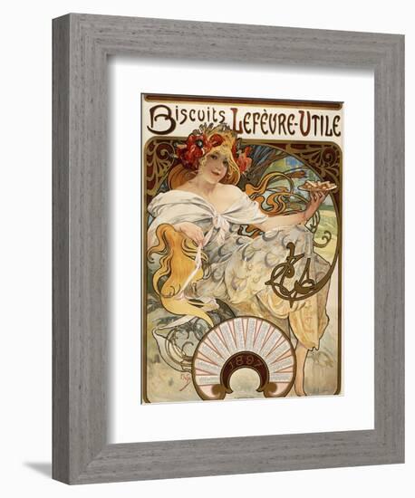 Biscuits Lefevre-Utile', Designed as a Calendar for 1897, 1896 (Lithograph in Colours)-Alphonse Mucha-Framed Giclee Print