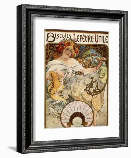 Biscuits Lefevre-Utile', Designed as a Calendar for 1897, 1896 (Lithograph in Colours)-Alphonse Mucha-Framed Giclee Print