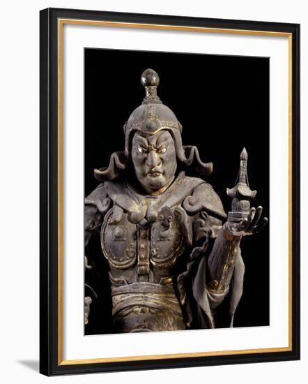 Bishamon-ten, King-guardian of the North, Lacquered Cypress Wood, early 13th century-null-Framed Photographic Print