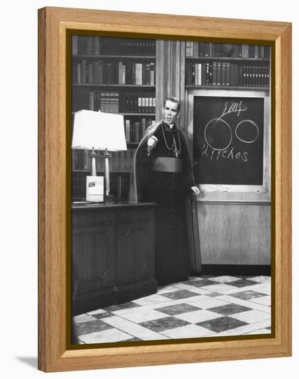 Bishop Fulton Sheen Presents an Illustrated Theology Lesson on His Tv Show, Life Is Worth Living-null-Framed Stretched Canvas