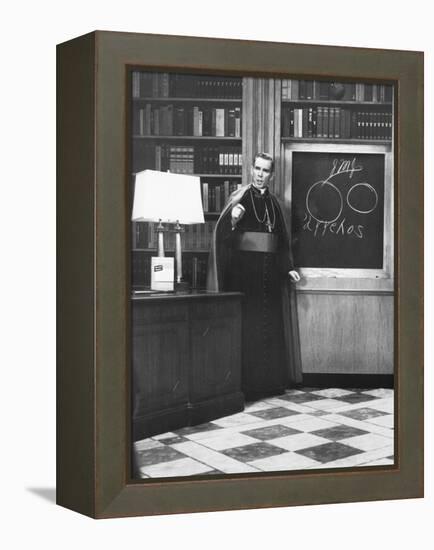 Bishop Fulton Sheen Presents an Illustrated Theology Lesson on His Tv Show, Life Is Worth Living-null-Framed Stretched Canvas