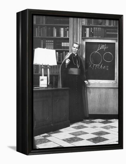 Bishop Fulton Sheen Presents an Illustrated Theology Lesson on His Tv Show, Life Is Worth Living-null-Framed Stretched Canvas