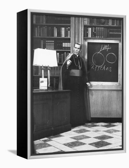 Bishop Fulton Sheen Presents an Illustrated Theology Lesson on His Tv Show, Life Is Worth Living-null-Framed Stretched Canvas