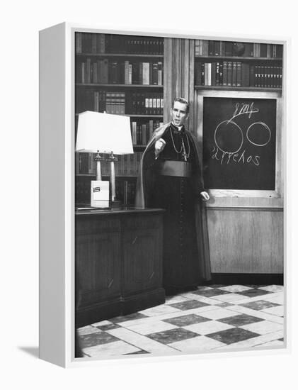 Bishop Fulton Sheen Presents an Illustrated Theology Lesson on His Tv Show, Life Is Worth Living-null-Framed Stretched Canvas