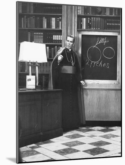 Bishop Fulton Sheen Presents an Illustrated Theology Lesson on His Tv Show, Life Is Worth Living-null-Mounted Photo
