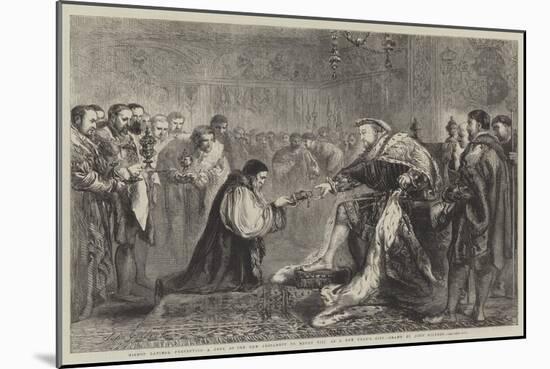 Bishop Latimer Presenting a Copy of the New Testament to Henry VIII as a New Year's Gift-Sir John Gilbert-Mounted Giclee Print