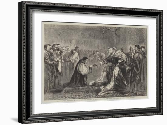 Bishop Latimer Presenting a Copy of the New Testament to Henry VIII as a New Year's Gift-Sir John Gilbert-Framed Giclee Print