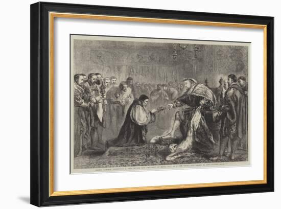 Bishop Latimer Presenting a Copy of the New Testament to Henry VIII as a New Year's Gift-Sir John Gilbert-Framed Giclee Print