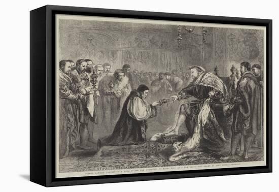 Bishop Latimer Presenting a Copy of the New Testament to Henry VIII as a New Year's Gift-Sir John Gilbert-Framed Premier Image Canvas