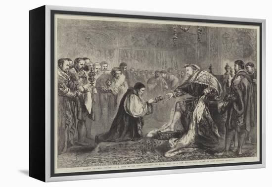 Bishop Latimer Presenting a Copy of the New Testament to Henry VIII as a New Year's Gift-Sir John Gilbert-Framed Premier Image Canvas