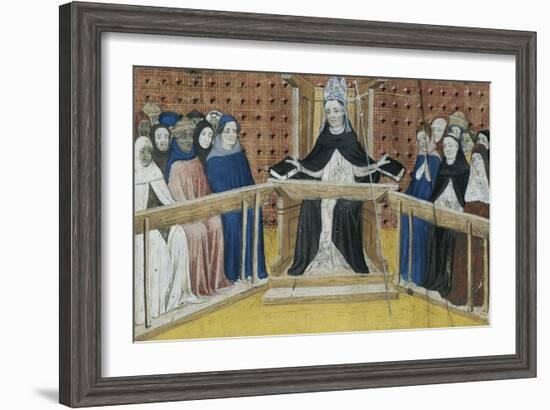 Bishop on His Throne, Miniature from Summa De Casibus, Manuscript, 1329-null-Framed Giclee Print