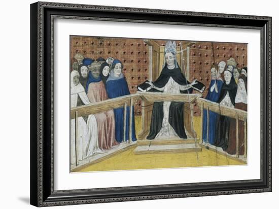 Bishop on His Throne, Miniature from Summa De Casibus, Manuscript, 1329-null-Framed Giclee Print