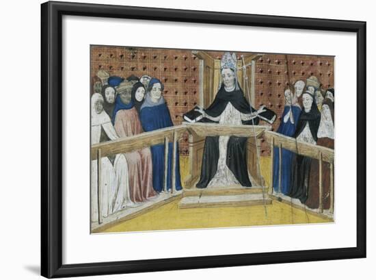 Bishop on His Throne, Miniature from Summa De Casibus, Manuscript, 1329-null-Framed Giclee Print