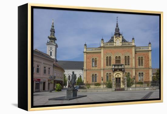 Bishop's Palace, Zmaj statue and Orthodox Cathedral, Novi Sad, Vojvodina, Serbia, Europe-Rolf Richardson-Framed Premier Image Canvas