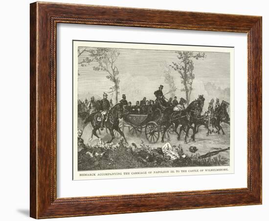 Bismarck Accompanying the Carriage of Napoleon III to the Castle of Wilhelmshohe-null-Framed Giclee Print