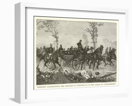 Bismarck Accompanying the Carriage of Napoleon III to the Castle of Wilhelmshohe-null-Framed Giclee Print