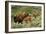 Bison and Calves Running-Lantern Press-Framed Premium Giclee Print