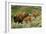 Bison and Calves Running-Lantern Press-Framed Premium Giclee Print