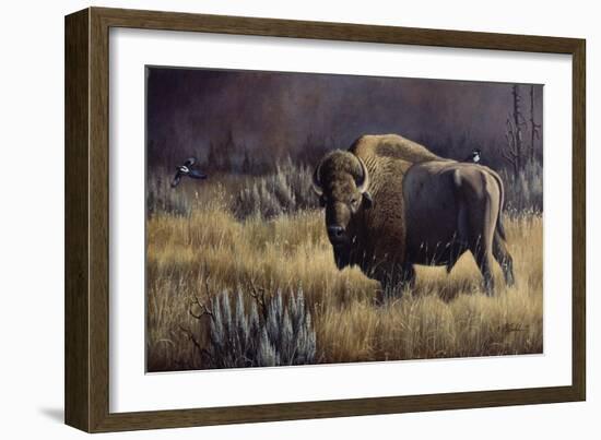 Bison and Magpies-Wilhelm Goebel-Framed Giclee Print