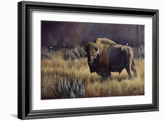 Bison and Magpies-Wilhelm Goebel-Framed Giclee Print