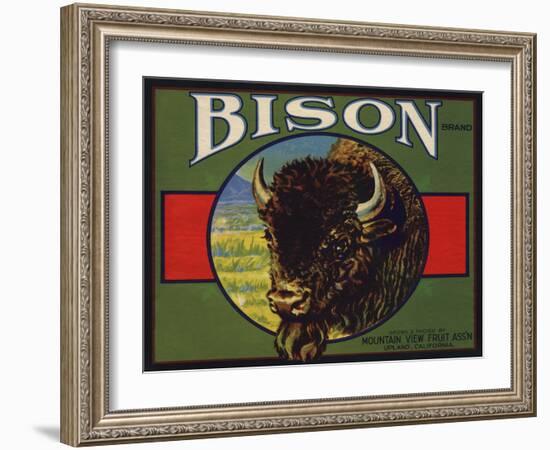 Bison Brand - Upland, California - Citrus Crate Label-Lantern Press-Framed Art Print