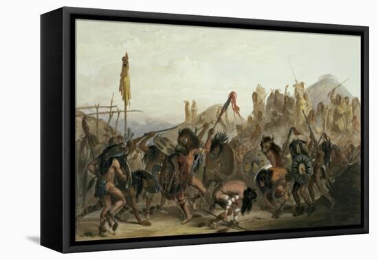 Bison-Dance of the Mandan Indians in Front of Their Medicine Lodge in Mih-Tutta-Hankush-Karl Bodmer-Framed Premier Image Canvas