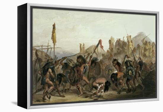 Bison-Dance of the Mandan Indians in Front of Their Medicine Lodge in Mih-Tutta-Hankush-Karl Bodmer-Framed Premier Image Canvas