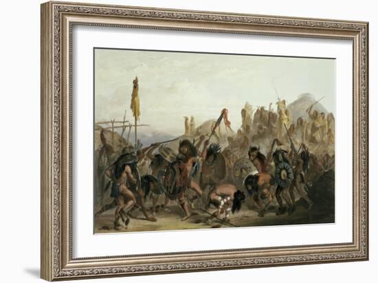 Bison-Dance of the Mandan Indians in Front of Their Medicine Lodge in Mih-Tutta-Hankush-Karl Bodmer-Framed Giclee Print