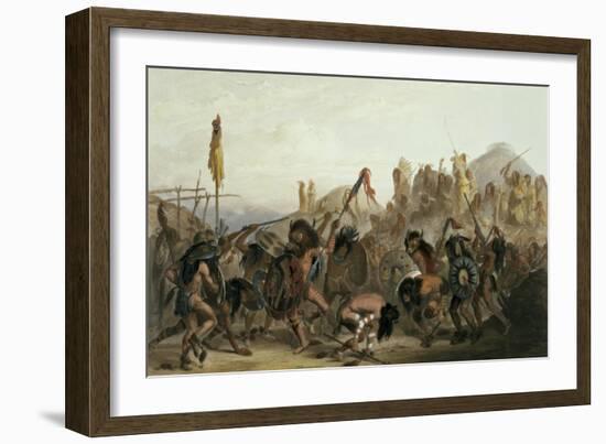 Bison-Dance of the Mandan Indians in Front of Their Medicine Lodge in Mih-Tutta-Hankush-Karl Bodmer-Framed Giclee Print