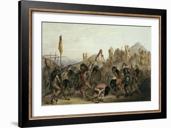 Bison-Dance of the Mandan Indians in Front of Their Medicine Lodge in Mih-Tutta-Hankush-Karl Bodmer-Framed Giclee Print