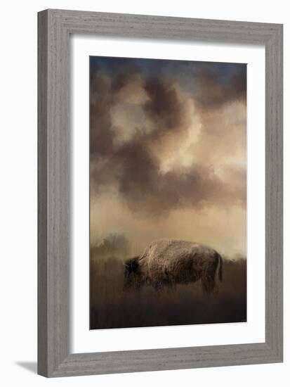 Bison Grazing at Sunrise-Jai Johnson-Framed Giclee Print