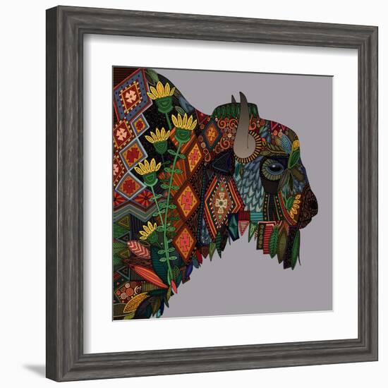 Bison Heather-Sharon Turner-Framed Art Print