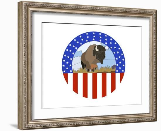 Bison Image w Calf-Jonathan Mandell-Framed Giclee Print