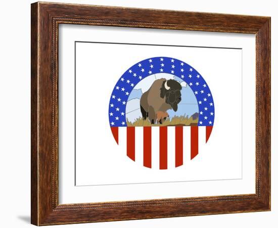 Bison Image w Calf-Jonathan Mandell-Framed Giclee Print