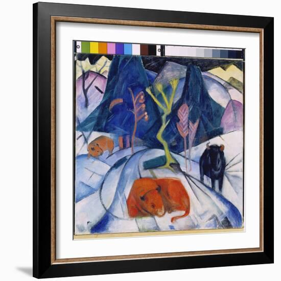 Bison in Winter, 1913 (Oil on Canvas)-Franz Marc-Framed Giclee Print