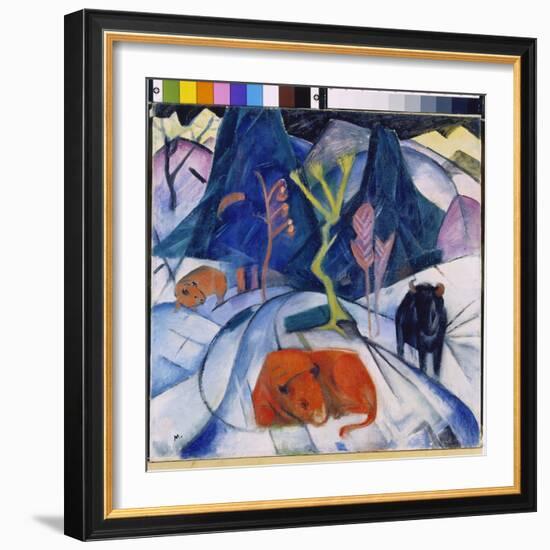 Bison in Winter, 1913 (Oil on Canvas)-Franz Marc-Framed Giclee Print