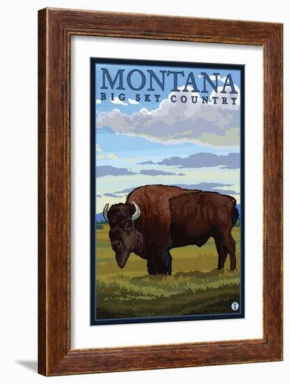 Bison, Montana-Lantern Press-Framed Art Print