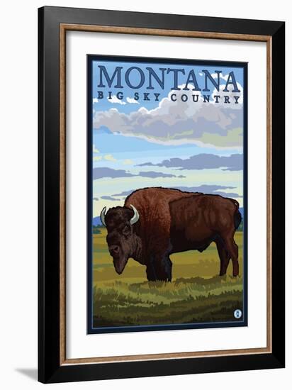 Bison, Montana-Lantern Press-Framed Art Print