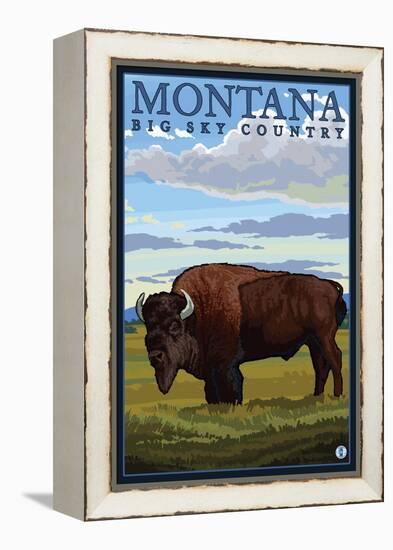 Bison, Montana-Lantern Press-Framed Stretched Canvas