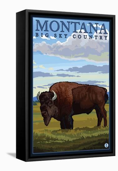 Bison, Montana-Lantern Press-Framed Stretched Canvas