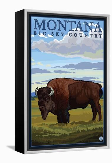 Bison, Montana-Lantern Press-Framed Stretched Canvas