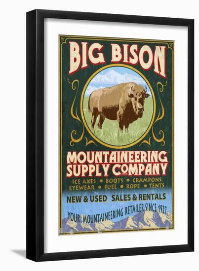 Bison Mountaineering - Vintage Sign-Lantern Press-Framed Premium Giclee Print