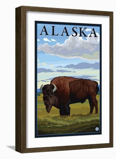 Bison Scene, Alaska-Lantern Press-Framed Art Print