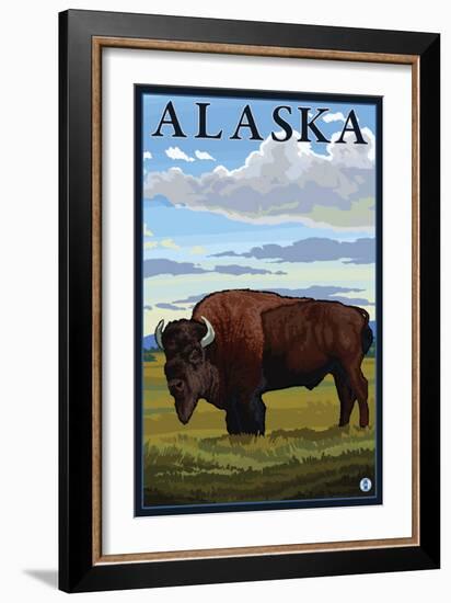 Bison Scene, Alaska-Lantern Press-Framed Art Print