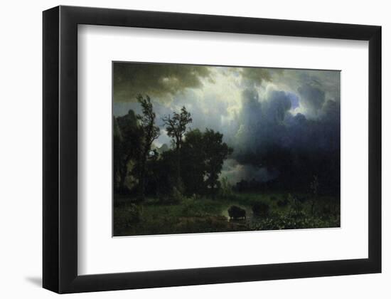 Bison Trail: Approaching Storm-Albert Bierstadt-Framed Premium Giclee Print
