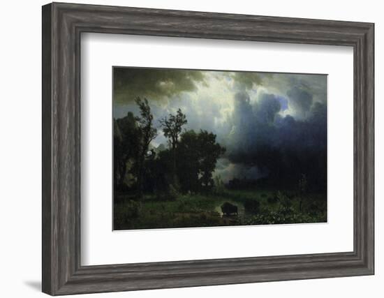 Bison Trail: Approaching Storm-Albert Bierstadt-Framed Premium Giclee Print