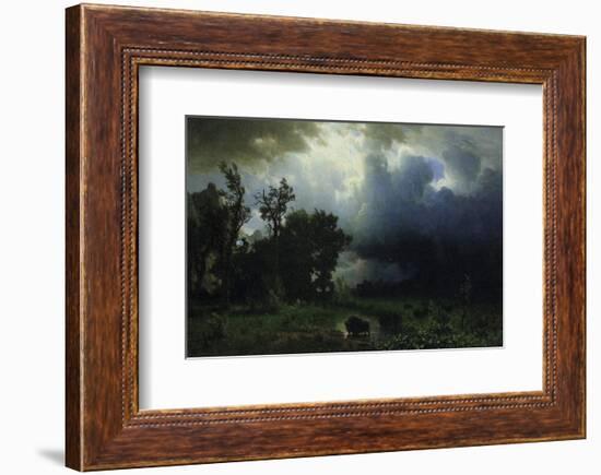 Bison Trail: Approaching Storm-Albert Bierstadt-Framed Premium Giclee Print