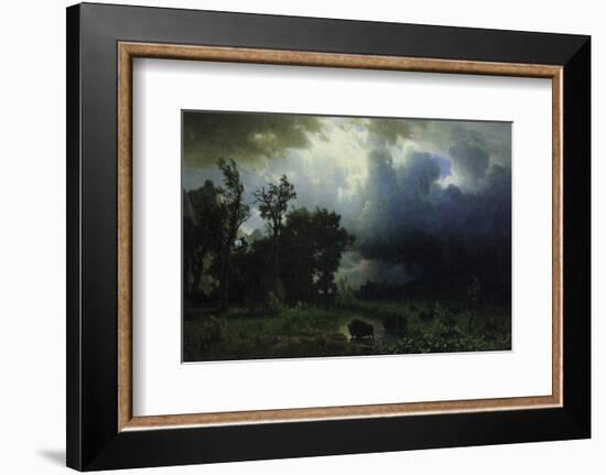 Bison Trail: Approaching Storm-Albert Bierstadt-Framed Premium Giclee Print